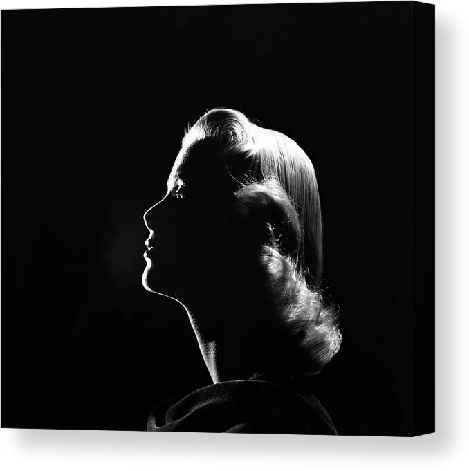 Celebrities Canvas Print featuring the photograph Excellent closeup portrait of movie actress, Grace Kelly. by Loomis Dean