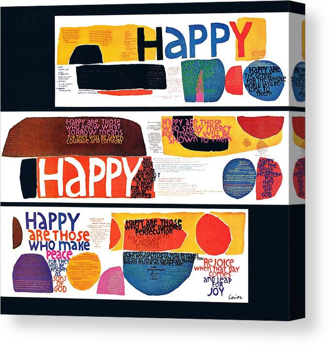 Art Canvas Print featuring the drawing Happy Collage by Sister Corita Kent