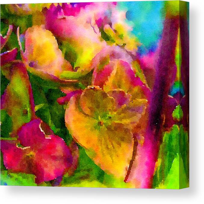 Painted Photo Canvas Print featuring the mixed media Happy Hydrangeas by Bonnie Bruno