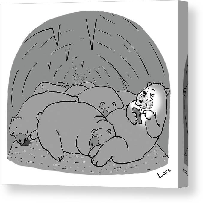 Bear Canvas Print featuring the drawing Hibernation by Lars Kenseth