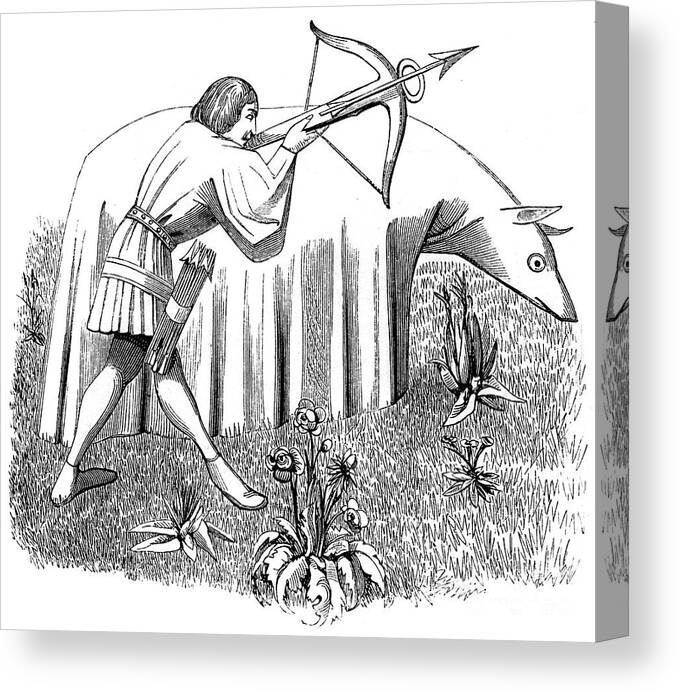 Engraving Canvas Print featuring the drawing How To Carry A Cloth To Approach by Print Collector