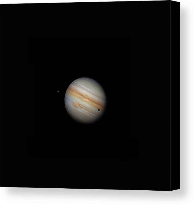 Sky Canvas Print featuring the photograph Jupiter & Ganymede With Its Shadow by Basudeb Chakrabarti