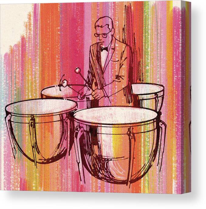 Adult Canvas Print featuring the drawing Man Playing Timpani by CSA Images