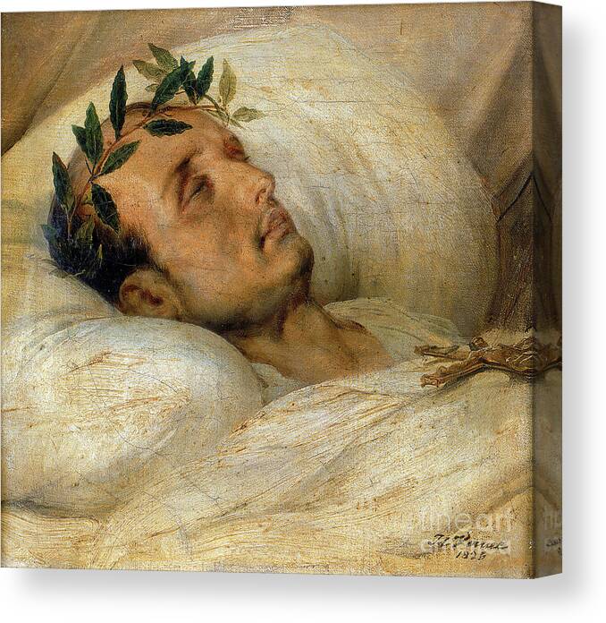 Tranquility Canvas Print featuring the drawing Napoleon On His Deathbed, May 1821 by Print Collector