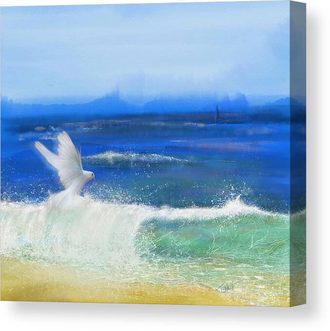 Seascape Canvas Print featuring the mixed media Ocean Dove the Faithful Witness  by Mark Tonelli