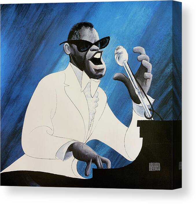Music Canvas Print featuring the drawing Ray Charles by Al Hirschfeld