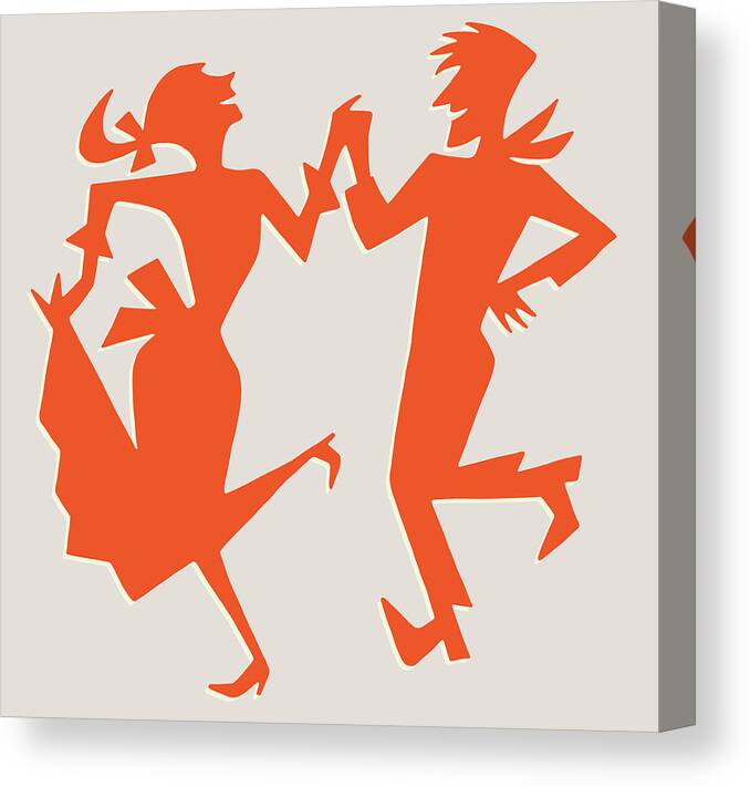 Activity Canvas Print featuring the drawing Silhouette of Couple Dancing by CSA Images