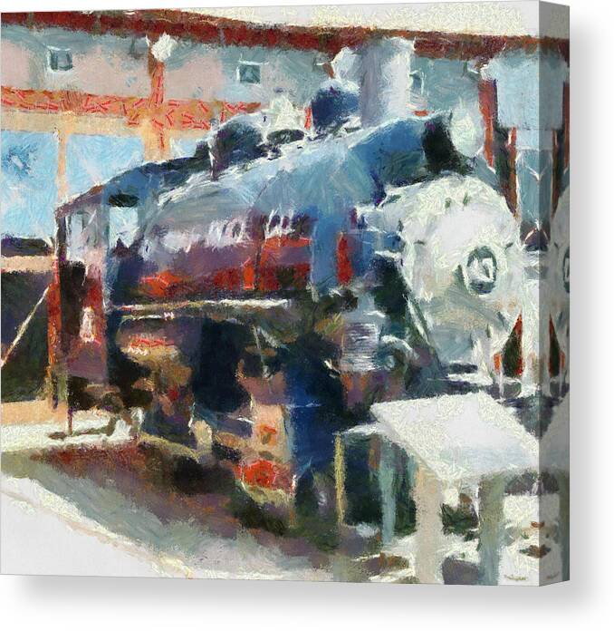 Steam Locomotive Canvas Print featuring the mixed media Steam Switcher Locomotive by Christopher Reed