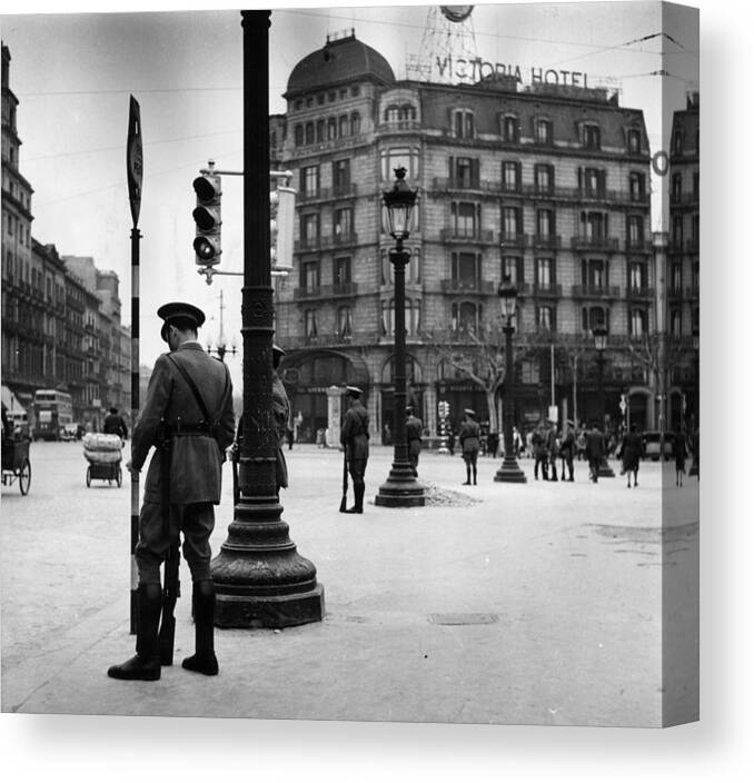 Catalonia Canvas Print featuring the photograph Strike Patrol by Bert Hardy