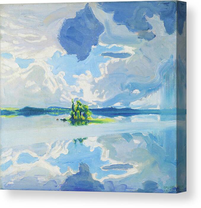 Lake Keitele Canvas Print featuring the painting Summer landscape of the lake Keitele, Aanekoski, Finland - Digital Remastered Edition by Akseli Gallen-Kallela