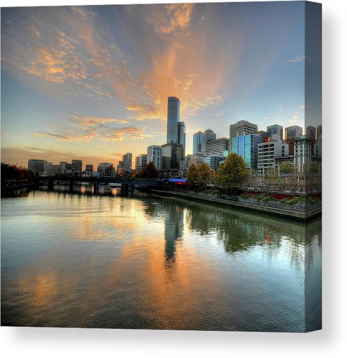 Tranquility Canvas Print featuring the photograph Sunset Over The Yarra River, Melbourne by Sergio Amiti