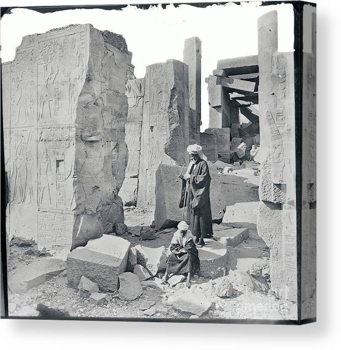 People Canvas Print featuring the photograph The Broken Gateway At Karnak by Bettmann