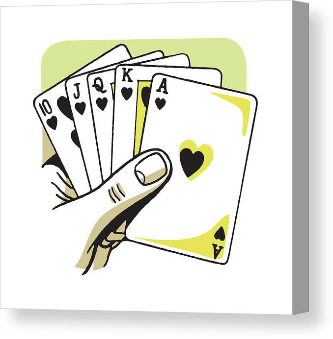 Ace Canvas Print featuring the drawing Winning Poker Hand by CSA Images