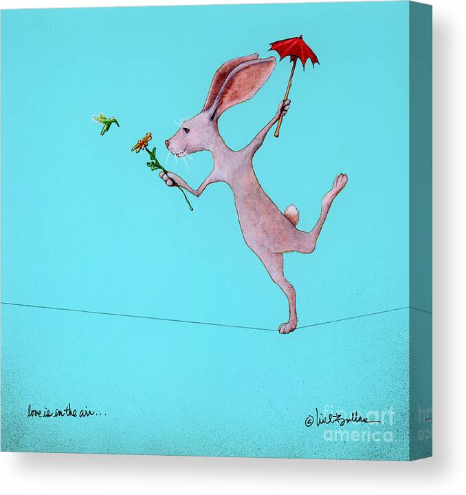 Rabbit Canvas Print featuring the painting Love Is In The Air... #3 by Will Bullas