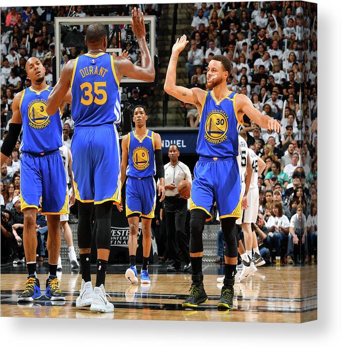 Playoffs Canvas Print featuring the photograph Stephen Curry and Kevin Durant by Jesse D. Garrabrant