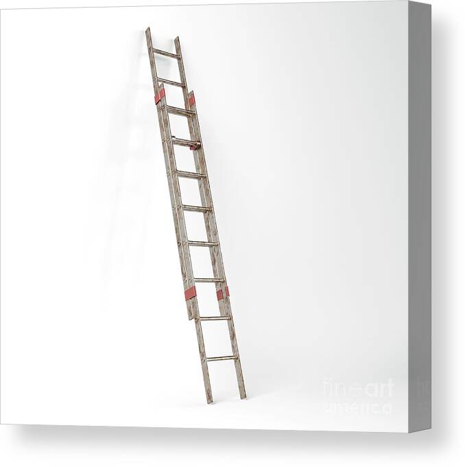 Ladder Canvas Print featuring the digital art Extendable Step Ladder #2 by Allan Swart