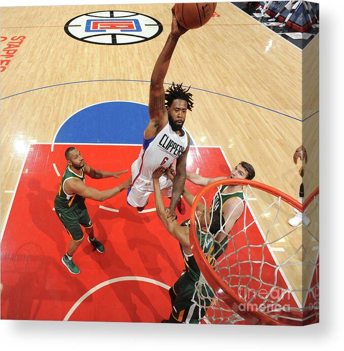 Deandre Jordan Canvas Print featuring the photograph Deandre Jordan #6 by Andrew D. Bernstein