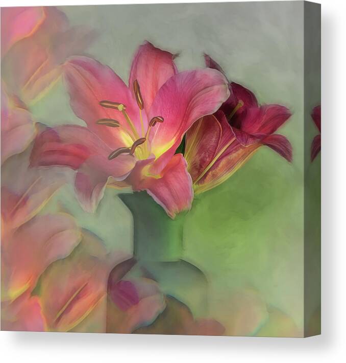 Lilies Canvas Print featuring the photograph A Curtain Of Star Gaze Lilies by Sylvia Goldkranz