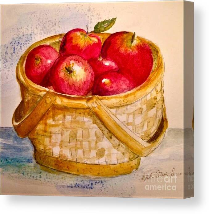 Apples Canvas Print featuring the painting Apple Basket by Deb Stroh-Larson