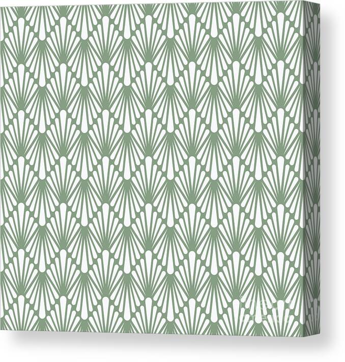 1920s Canvas Print featuring the painting Art Deco Sage Green White Abstract by Art Deco