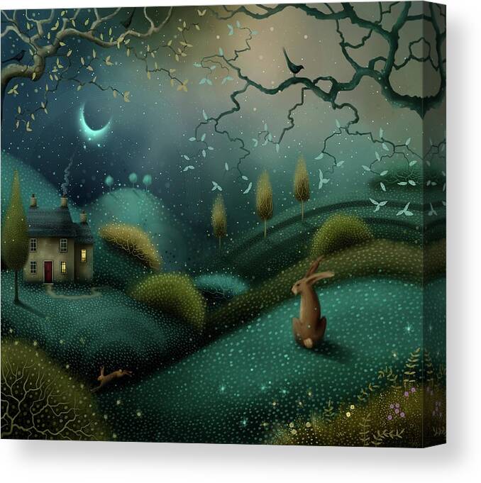 Landscape Canvas Print featuring the painting Beneath The Blue Moon by Joe Gilronan