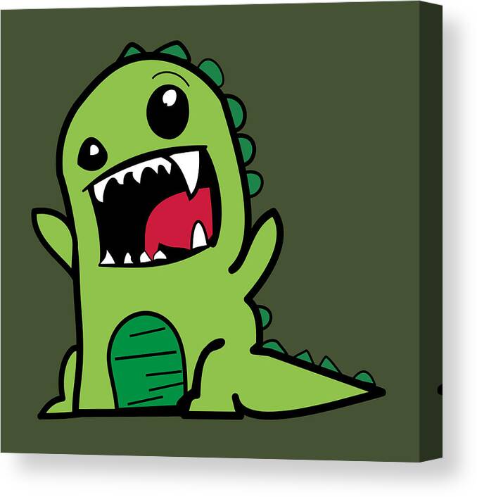 Cartoon Comic Dino Dinosaur Green Ideas Smile Canvas Print / Canvas Art by  Jeff Brassard - Fine Art America