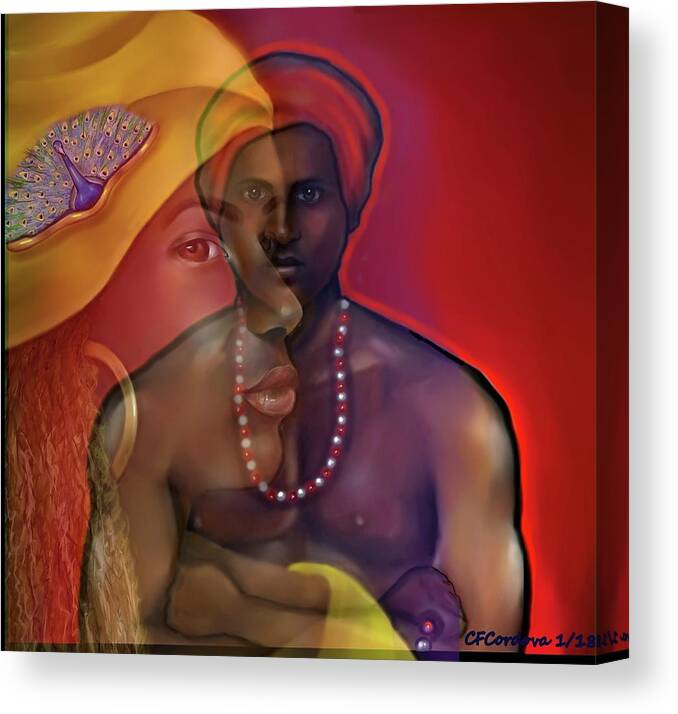 .oshun Canvas Print featuring the digital art Chango and Ochun- Bringing You Blessings by Carmen Cordova
