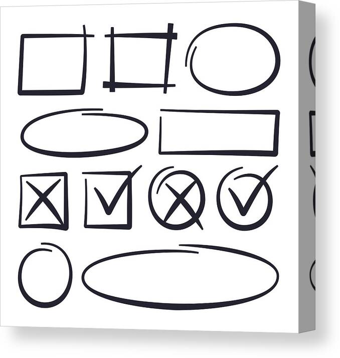 Best Editing Canvas Print featuring the drawing Circle Checkmark Editing Drawn Lines by Filo