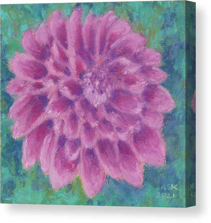 Dahlia Canvas Print featuring the pastel Dahlia by Anne Katzeff