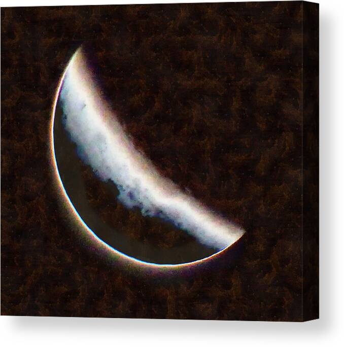 Moon Canvas Print featuring the mixed media End of a Lunar Eclipse by Christopher Reed