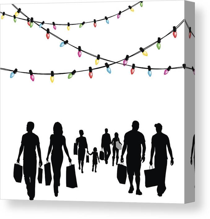 Black Color Canvas Print featuring the drawing Festive Shopping Deals by A-Digit