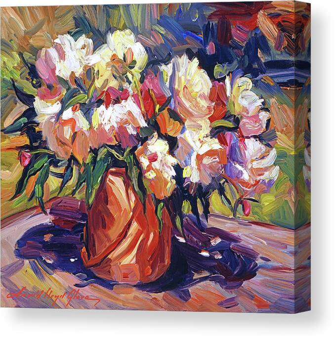 Still Life Canvas Print featuring the painting Flower Pail by David Lloyd Glover