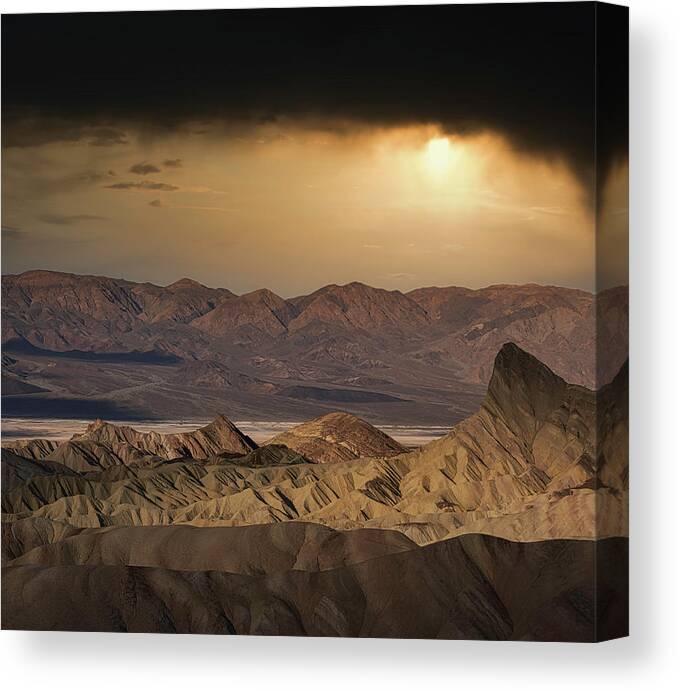 Landscape Canvas Print featuring the photograph Golden Desert Storm by Romeo Victor