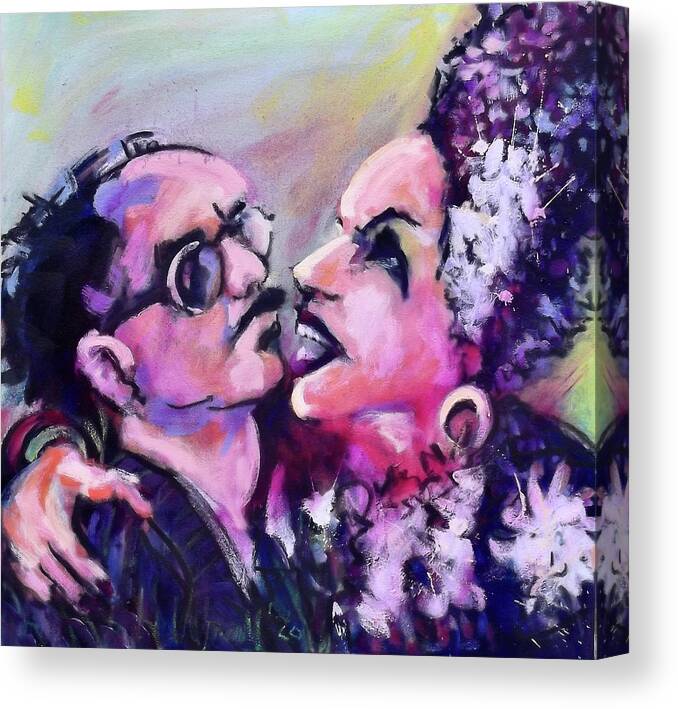 Painting Canvas Print featuring the painting Groucho and Carmen by Les Leffingwell