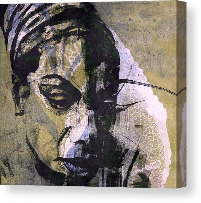 Nina Simone Canvas Print featuring the mixed media I want a little sugar in my bowl by Paul Lovering