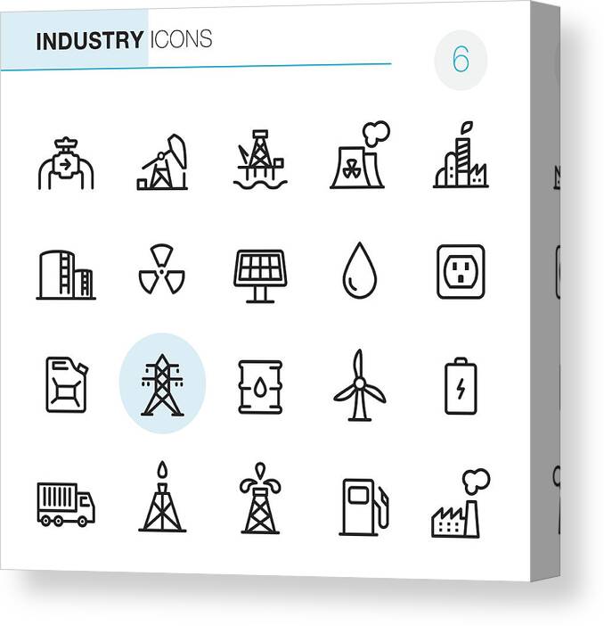 Natural Gas Canvas Print featuring the drawing Industry - Pixel Perfect icons by Lushik