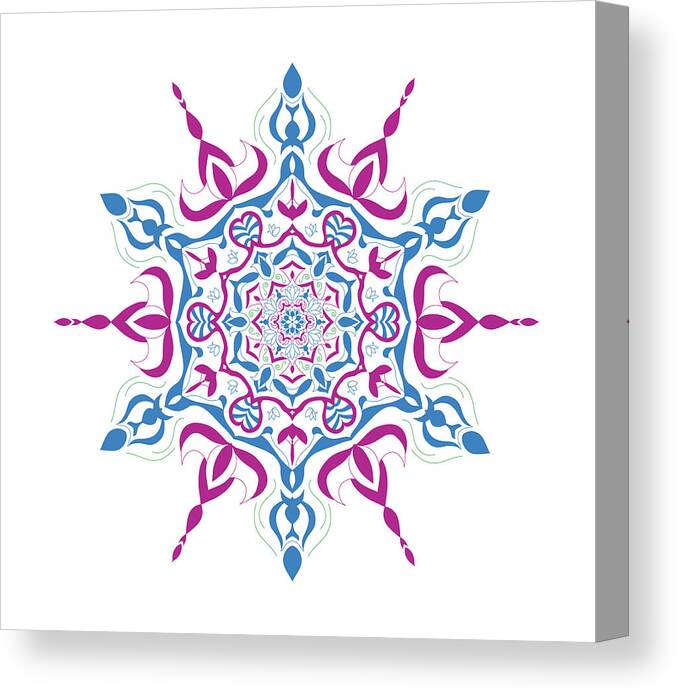 Mandala Canvas Print featuring the digital art Mandala of Genie Wishes by Angie Tirado