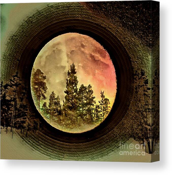 Moon Canvas Print featuring the photograph Moon and Trees Fantasia by Sea Change Vibes