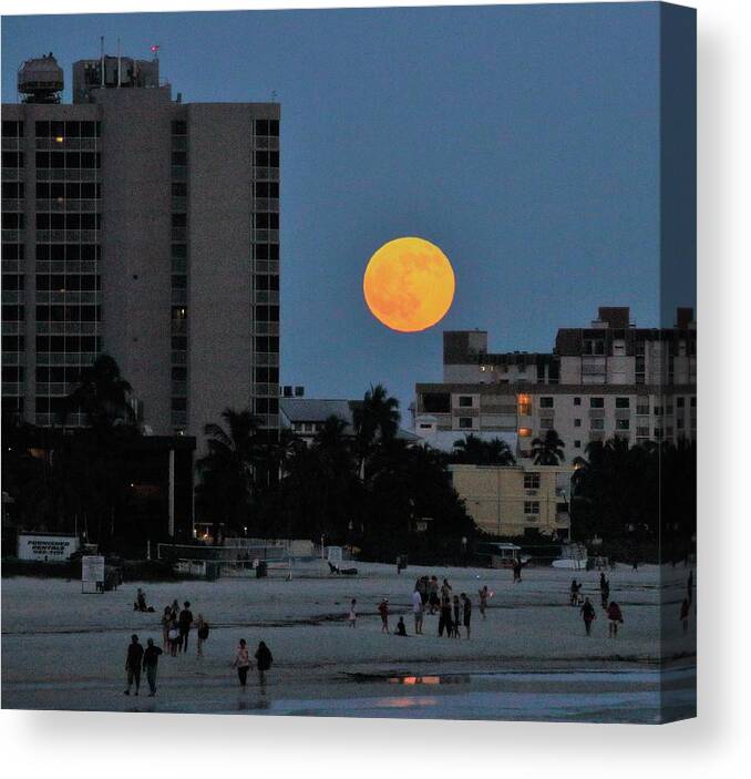 Moon Canvas Print featuring the photograph Moon Rise by Mingming Jiang