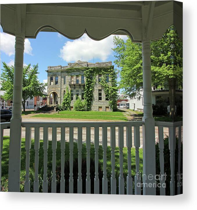 Town Hall Canvas Print featuring the photograph Old City Hall Port Clinton Ohio 6634 by Jack Schultz