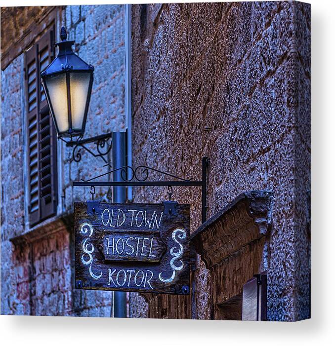 Bay Canvas Print featuring the photograph Old Town Hostel Kotor by Darryl Brooks