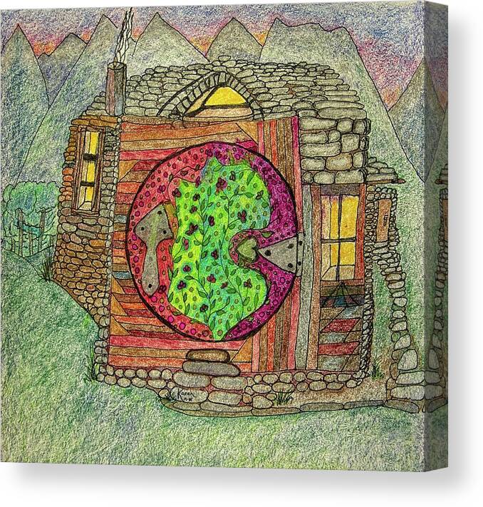 Cabin Canvas Print featuring the drawing Open Your Heart by Karen Nice-Webb