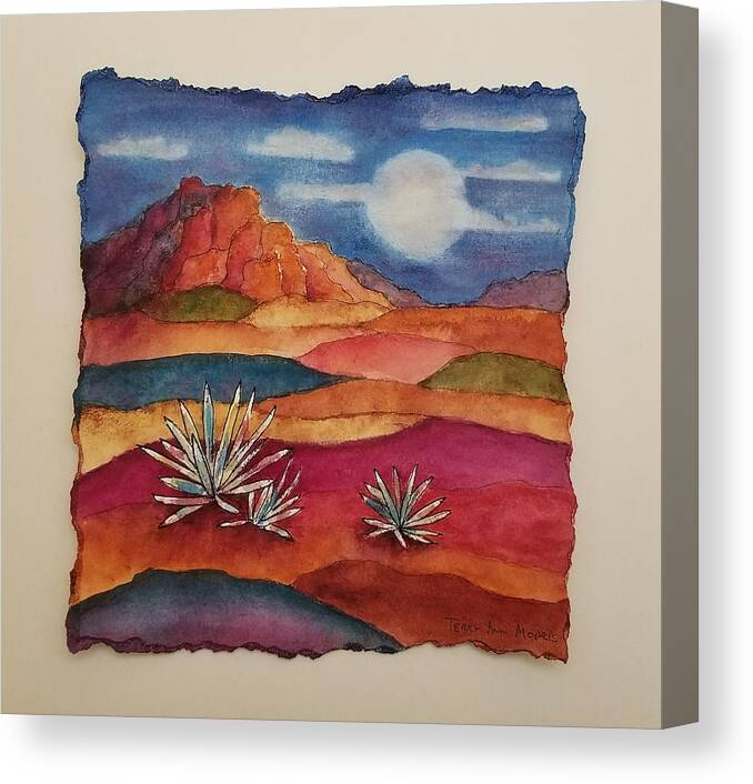 Landscape Canvas Print featuring the mixed media Painted Desert by Terry Ann Morris