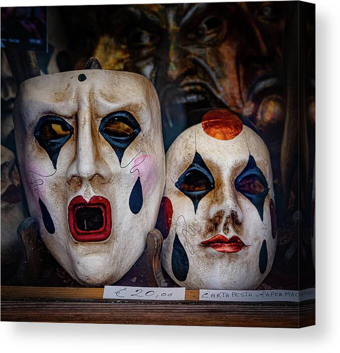 Italy Canvas Print featuring the photograph Paper Mache Masks by David Downs
