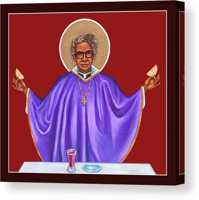 Religious Iconography Canvas Print featuring the painting Pauli Murray by Kelly Latimore