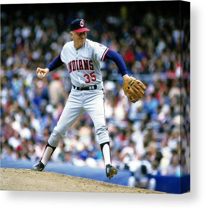 1980-1989 Canvas Print featuring the photograph Phil Niekro by Ronald C. Modra/sports Imagery
