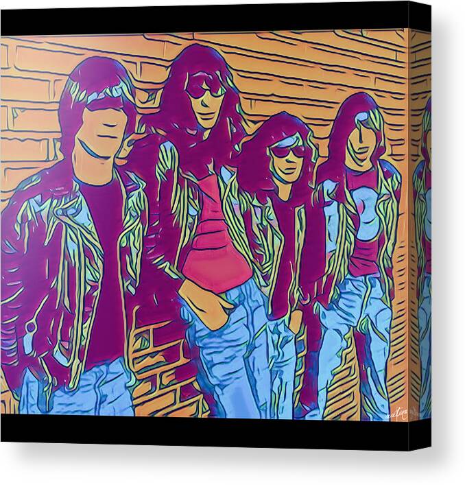 Ramones Canvas Print featuring the digital art Ramones Comic Portrait by Christina Rick