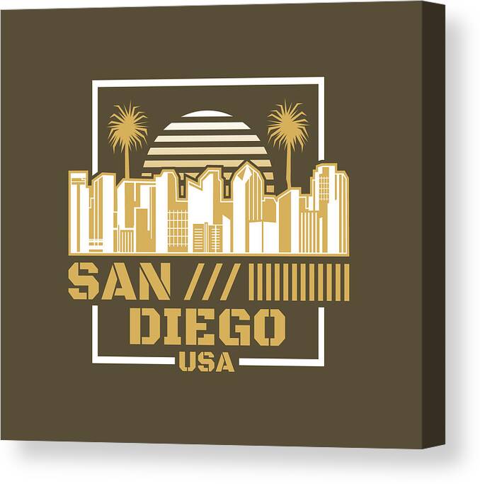 Usa Canvas Print featuring the digital art San Diego USA by Sambel Pedes
