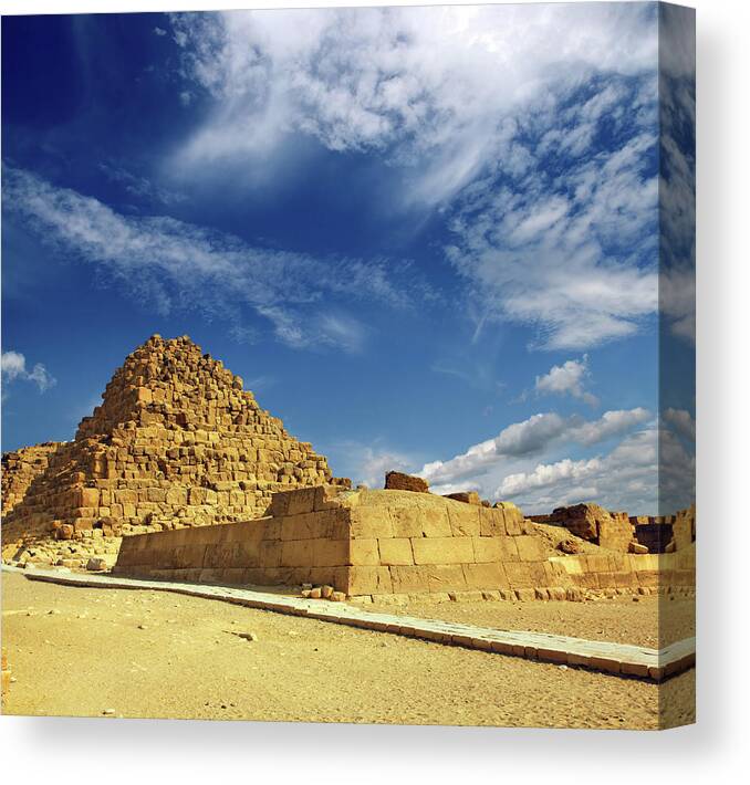 Pyramid Canvas Print featuring the photograph small egypt pyramid in Giza by Mikhail Kokhanchikov