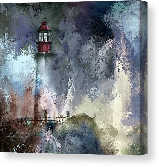 Lighthouse Canvas Print featuring the photograph Storm At Point Atkinson Lighthouse by Theresa Tahara